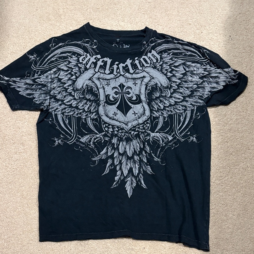 vintage Affliction Charcoal Winged Emblem Tee XXL